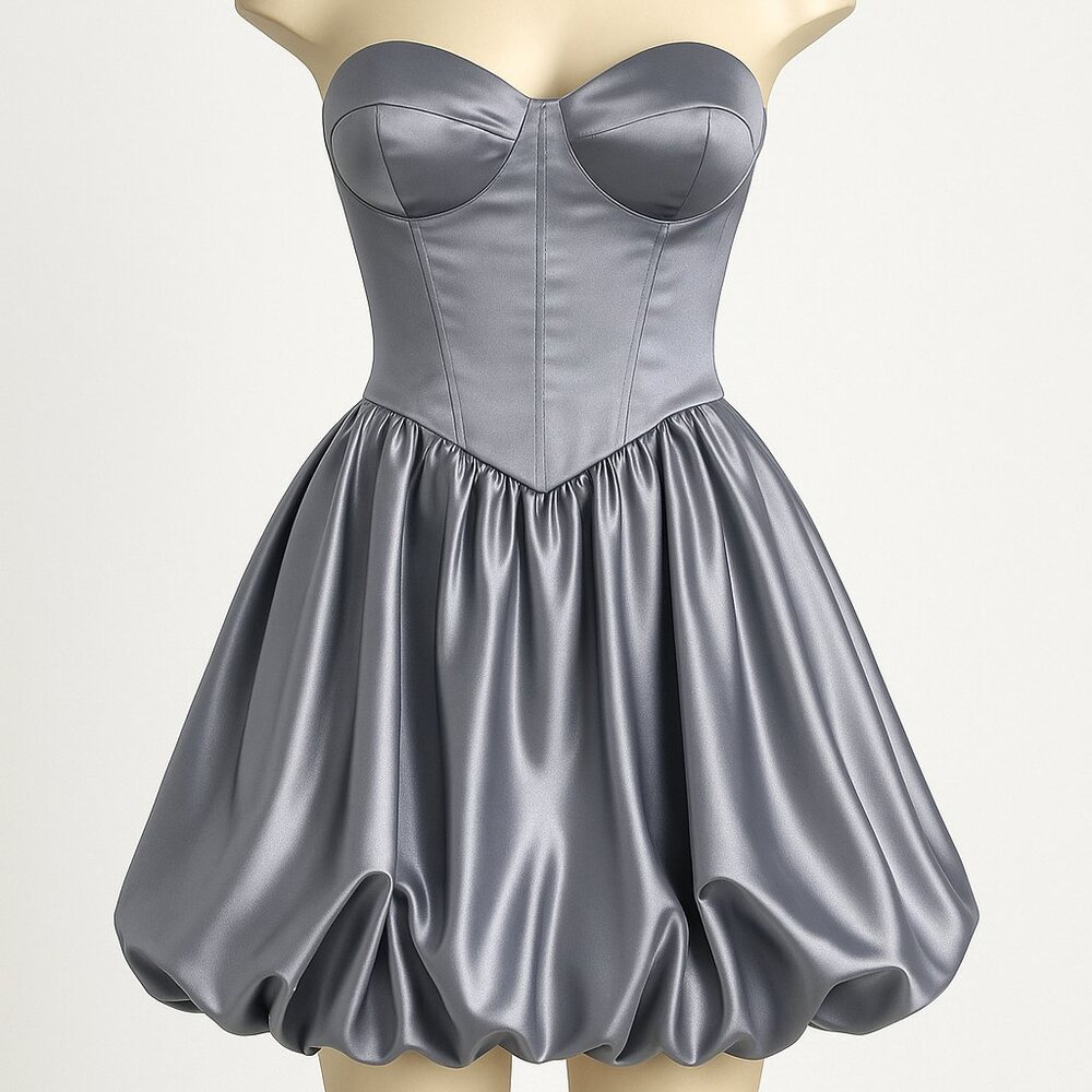 eDressit Silver Strapless Corset Mini Dress S